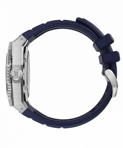 Relógio Paul Rich prata para homens com pulseira de borracha Aquacarbon Pro Horizon Blue - Sunray 43MM Automatic