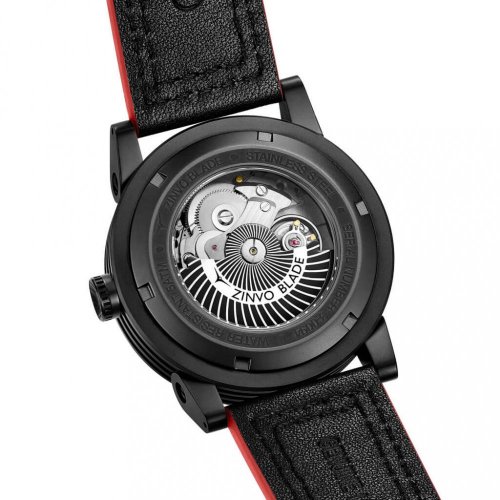 Schwarze Herrenuhr Zinvo Watches mit echtem Ledergürtel Blade Corsa - Black 44MM