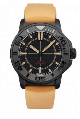 Relógio Undone Watches homem preto com bracelete de borracha PVD Foxtrot 43MM Automatic