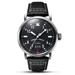 Men's silver Ferro & Company with leather strap AGL 2 Automatic Black 42MM Automatic
