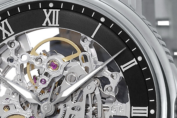 Stříbrné pánské hodinky Epos s koženým páskem Emotion 24H 3390.155.20.25.25 41MM Automatic