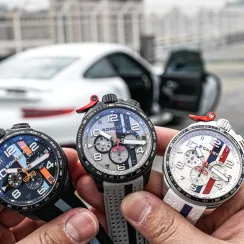 Czarny męski zegarek Bomberg Watches z gumowym paskiem Racing MONACO 45MM