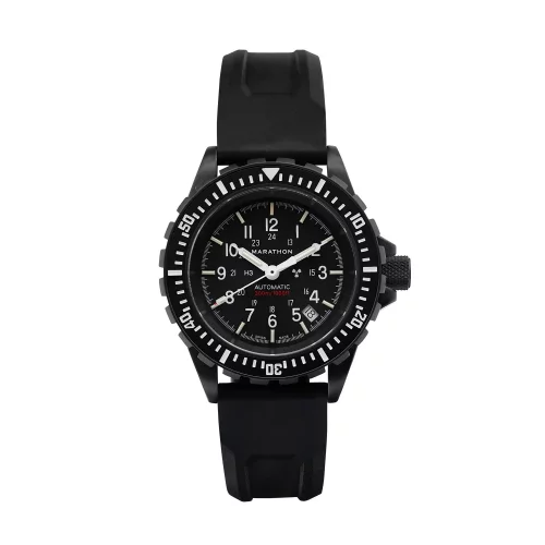 Schwarze Herrenuhr Marathon Watches mit Gummiband Anthracite Large Diver's 41MM Automatic