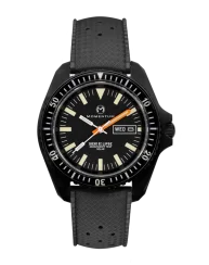Czarny zegarek męski Momentum Watches z gumowym paskiem SQ30 Eclipse Solar Black-Ion - TROPIC FKM RUBBER 42MM
