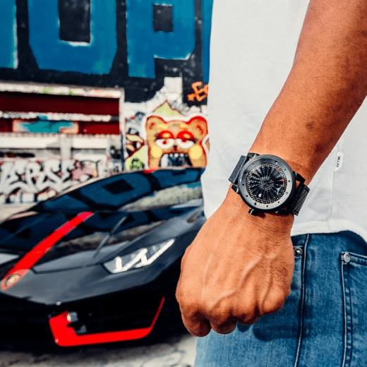 Men's black Zinvo Watches watch with genuine leather belt Blade Venom - Black 44MM