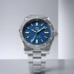 Men's silver Henryarcher watch with steel strap Akva - Ocean Cyan 40MM Automatic