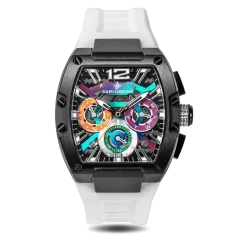 Relógio de homem Ralph Christian preto com pulseira de borracha The Intrepid Sport - Aurora Burst 42,5MM