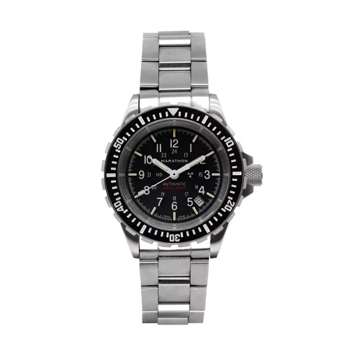 Srebrny srebrny zegarek Marathon Watches ze stalowym paskiem Large Diver's 41MM Automatic