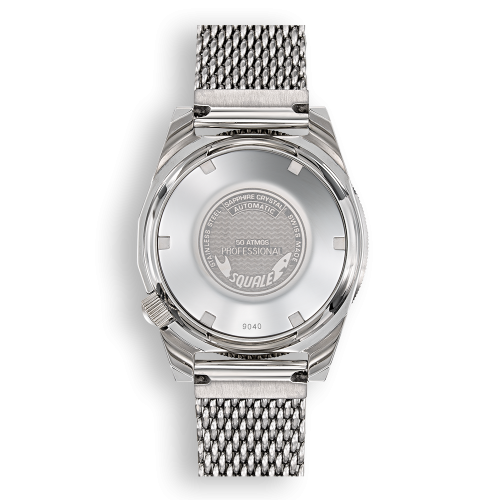 Męski srebrny zegarek Squale dia ze stalowym paskiem 1521 Militaire Mesh - Silver 42MM Automatic