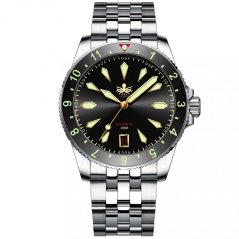 Montre Phoibos Watches pour homme en argent avec bracelet en acier Voyager PY035C - Automatic 39MM