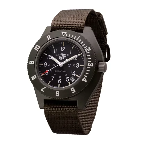 Orologio da uomo Marathon Watches in colore marrone con cinturino in nylon Official USMC Sage Green Pilot's Navigator with Date 41MM