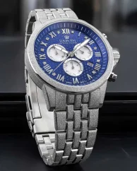 Stříbrné pánské hodinky Louis XVI s ocelovým páskem Frosted Aramis 2.0 With Diamonds - 3623 Silver 43MM