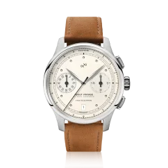 Relógio About Vintage de prata para homem com cinto de couro genuíno 1934 Telechron / White 42 MM