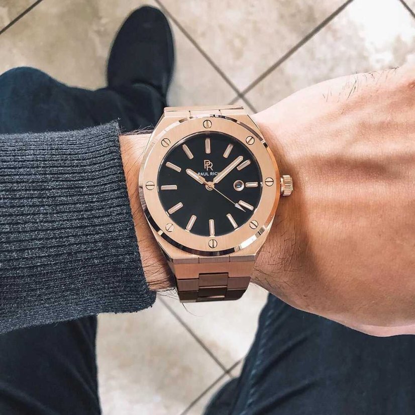 Montre homme en or Paul Rich avec bracelet en acier Ambassador's Rose - Steel 45MM