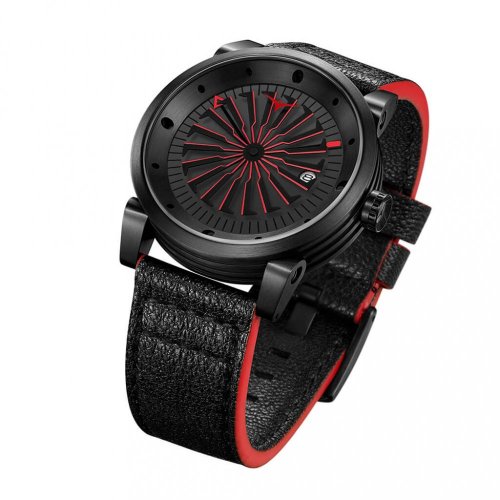 Men's black Zinvo Watches watch with genuine leather belt Blade Corsa - Black 44MM