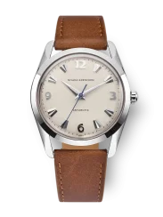 Men's silver Nivada Grenchen watch with leather strap Antarctic 35004M16 35MM