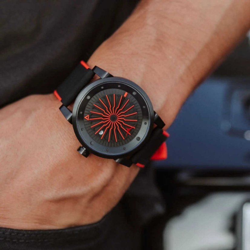 Men's black Zinvo Watches watch with genuine leather belt Blade Corsa - Black 44MM