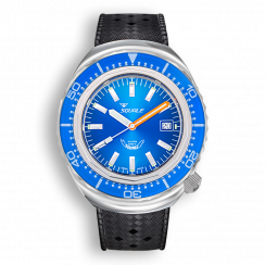 Stříbrné pánské hodinky Squale s gumovým páskem 2002 Blue - Silver 44MM Automatic