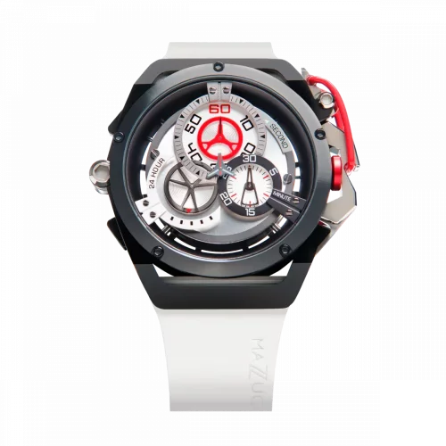 Reloj Mazzucato negro para hombre con goma Rim Sport Black / White - 48MM Automatic