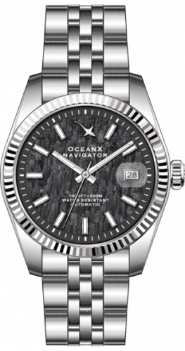 Reloj de plata Ocean X para hombre con correa de acero NAVIGATOR NVS311- Silver Automatic 39MM