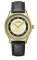 Zlaté pánske hodinky Delbana Watches s koženým pásikom Recordmaster Mechanical Black / Gold 40MM