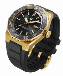 Złoty męski zegarek Paul Rich z gumowym paskiem Aquacarbon Pro Imperial Gold - Sunray 43MM Automatic