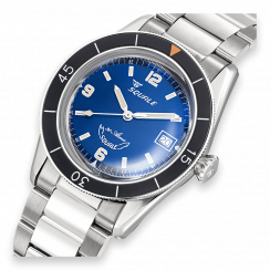 Strieborné pánske hodinky Squale s oceľovým pásikom Sub-39 Blue Bracelet - Silver 40MM Automatic