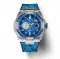 Zilverkleurig herenhorloge van Nsquare met leren riem SnakeQueen Silver / Blue 46MM Automatic