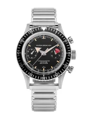 Men's silver Nivada Grenchen watch with steel strap Closed Caseback Chronomaster Paul Newman Inter.Bezel 86056M11LC 38MM