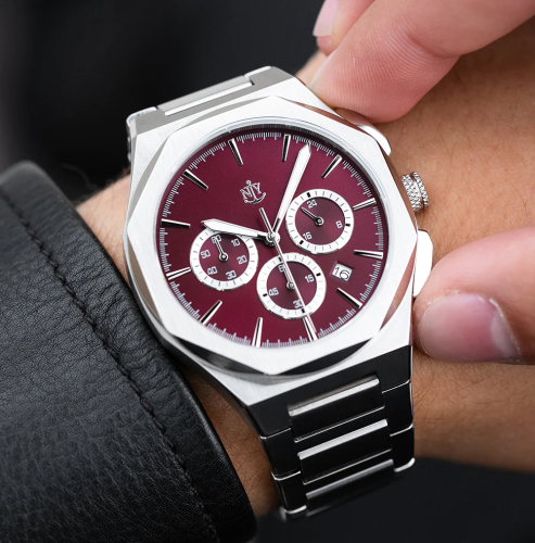Stříbrné pánské hodinky NYI Watches s ocelovým páskem Madison - Silver 42MM