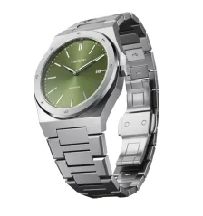 Herrenuhr aus Silber Valuchi Watches mit Stahlband Date Master - Silver Green 40MM