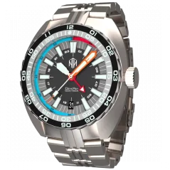 Stříbrné pánské hodinky NTH Watches s ocelovým páskem DevilRay With Date - Silver / Black Automatic 43MM