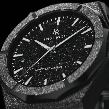 Men's black Paul Rich watch with steel strap Frosted Star Dust II - Void Black 43MM