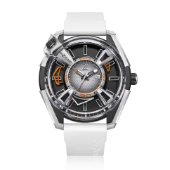 Men's Mazzucato silver watch with rubber strap LAX Dual Time White - 48MM Automatic