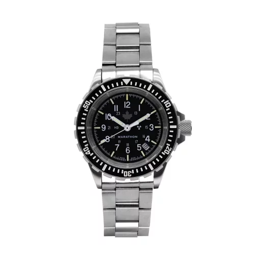 Miesten hopea Marathon Watches - kello teräsrannekkeella Grey Maple Large Diver's 41MM Automatic