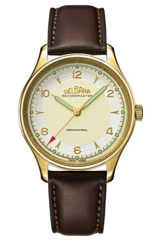 Orologio da uomo Delbana Watches in colore oro con cinturino in pelle Recordmaster Mechanical Gold 40MM