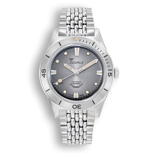 Montre Squale pour homme de couleur argent avec bracelet en acier Super-Squale Sunray Grey Bracelet - Silver 38MM Automatic