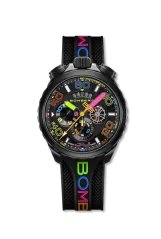 Schwarze Herrenuhr Bomberg Watches mit Gummiband CHROMA 45MM