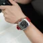 Srebrny zegarek męski Tsar Bomba Watch z gumką TB8204Q - Silver / Red 43,5MM