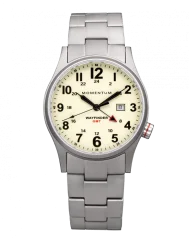 Montre Momentum Watches pour homme de couleur argent avec bracelet en acier Wayfinder GMT White 40MM