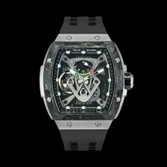 Ασημένιο ανδρικό ρολόι Tsar Bomba Watch με ατσάλινο λουράκι Neutron Limited Edition - Black 46MM Automatic