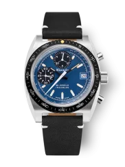 Stříbrné pánské hodinky Nivada Grenchen s koženým páskem CHRONOSPORT Blue 77003A15 38MM Automatic