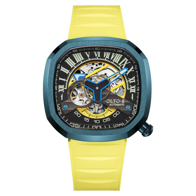 Men's blue OLTO-8 with rubber strap INFINITY-II RPM-Style Arabic Numerals 44MM Automatic