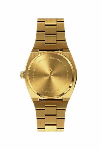 Reloj dorado para hombre Paul Rich con correa de acero Frosted Star Dust - Gold Green 45MM