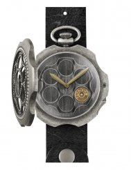 Męski srebrny zegarek Mondia ze skórzanym paskiem One Shot Dirty Silver ZIRCONIA 48MM