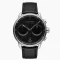 Stříbrné pánské hodinky Nordgreen s koženým páskem Pioneer Textured Black Dial - Black Leather / Silver 42MM