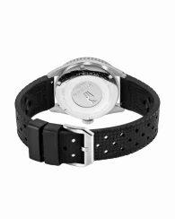 Zilverkleurig herenhorloge van Nivada Grenchen met rubberen riem Antarctic Diver No Date 32044A01 38MM Automatic