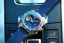 Relógio Straton Watches prata para homens com pulseira de couro Yacht Racer Yellow / Blue 42MM