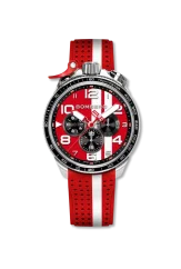 Silberne Herrenuhr Bomberg Watches mit Gummiband RACING 4.3 Red 45MM