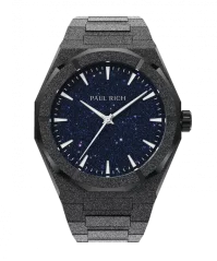 Relógio Paul Rich preto para homem com pulseira de aço Frosted Star Dust II - Black 43MM